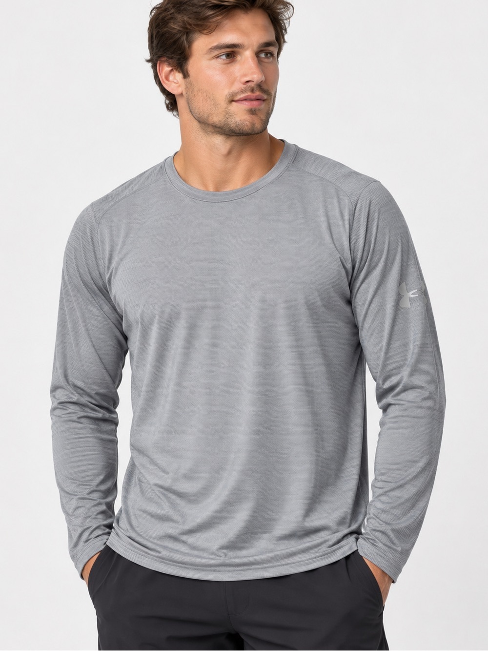 NWT Under Armour Threadborne HeatGear Men’s 2XL Gray Long Sleeve Performance